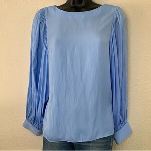 NEW Lilly Pulitzer Maisel Top Size xs Blue Peri Silky Pleated Long Sleeve Preppy